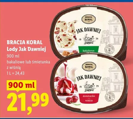 Lody Jak Dawniej śmietanka z wiśnią Bracia Koral promocja w Lidl