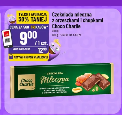 Czekolada mleczna z orzeszkami i chrupkami Choco Charlie promocja w POLOmarket