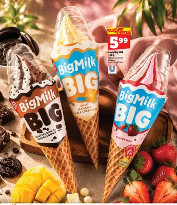 Lody Big Milk Big o smaku mango i białej czekolady promocja w TOPAZ