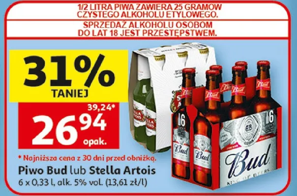Piwo Bud promocja w Auchan