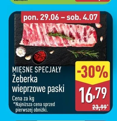 Żeberka wieprzowe paski Mięsne Specjały promocja w Aldi