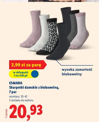 Skarpetki damskie z biobawełną, 7 par promocja w Lidl