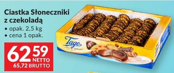 Ciastka Słoneczniki z czekoladą Tago promocja w Makro
