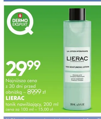 Tonik nawilżający Lierac promocja w Super-Pharm