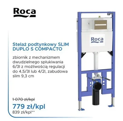 Stelaż podtynkowy Roca SLIM DUPLO S COMPACTO promocja w Blu Salony Łazienek
