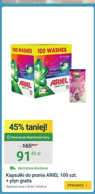 Kapsułki do prania Ariel + płyn gratis promocja w ERLI
