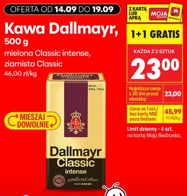 Kawa ziarnista Dallmayr Classic promocja w Biedronka