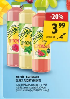 Napój lemoniada Tymbark promocja w Arhelan