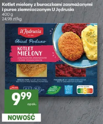 Kotlet mielony z buraczkami zasmażanymi i puree ziemniaczanym promocja w Delikatesy Centrum
