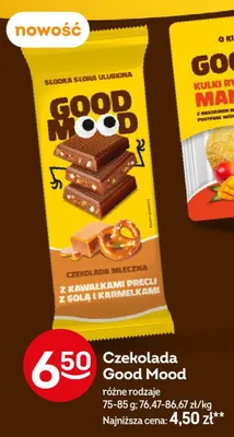 Czekolada mleczna z kawałkami precli z solą i karmelkami Good Mood promocja w Żabka