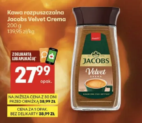 Kawa rozpuszczalna Jacobs Velvet Crema promocja w Delikatesy Centrum