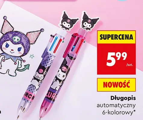 Długopis automatyczny 6-kolorowy Kuromi promocja w Biedronka