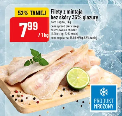 Filet z mintaja bez skóry 35% glazury promocja w POLOmarket