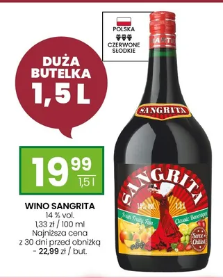 Wino czerwone Sangrita słodkie promocja w Twój Market