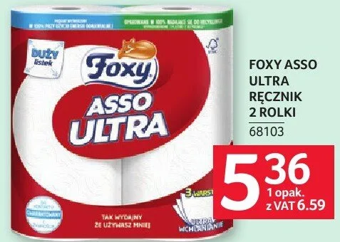 Ręcznik papierowy Foxy Asso Ultra 2 rolki promocja w Selgros