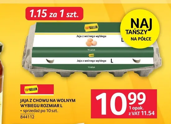Jaja z chowu na wolnym wybiegu rozmiar L Top Seller promocja w Selgros