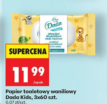 Papier toaletowy waniliowy Kids, 3x60 szt. promocja w Biedronka