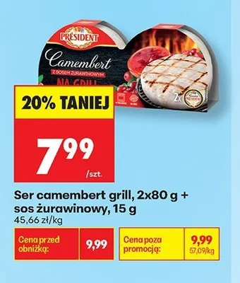 Ser camembert grill z sosem żurawinowym Président promocja w Biedronka