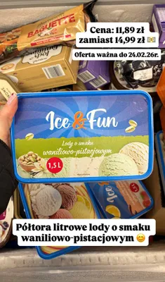 Lody o smaku waniliowo-pistacjowym promocja w Dino