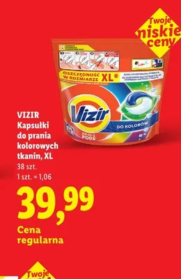Kapsułki do prania kolorowych tkanin Vizir All-in-1 Pods XL 38-pak promocja w Lidl