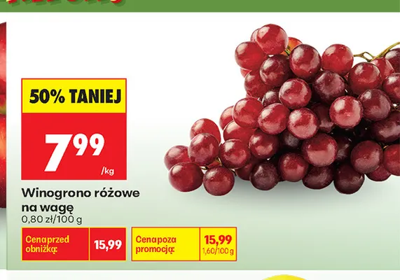 Winogrona różowe promocja w Biedronka