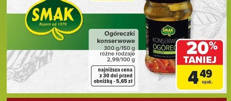 Ogóreczki konserwowe Smak promocja w Carrefour Market