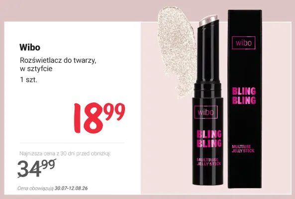 Rozświetlacz do twarzy w sztyfcie Wibo Bling Bling promocja w Rossmann