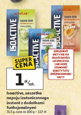 Isoactive, saszetka napoju izotonicznego instant z dodatkami funkcjonalnymi promocja w Auchan