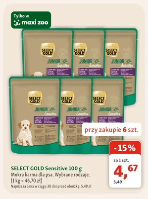 Mokra karma dla psa Select Gold Sensitive Lamm mit Kartoffel promocja w MAXI ZOO