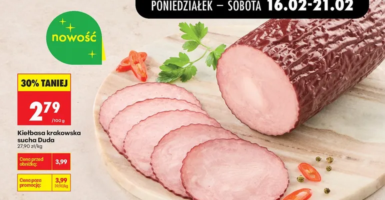 Kiełbasa krakowska sucha promocja w Biedronka