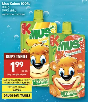 Mus Kubuś 100% promocja w Delikatesy Centrum