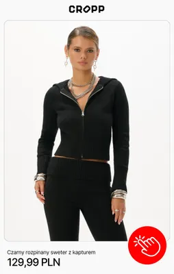 Czarny rozpinany sweter z kapturem Cropp promocja w Cropp