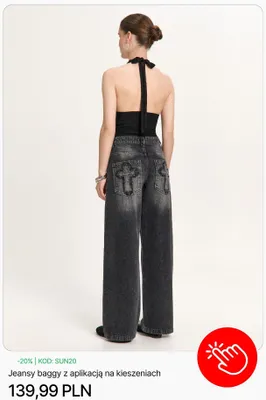 Jeansy baggy z aplikacją na kieszeniach Cropp promocja w Cropp