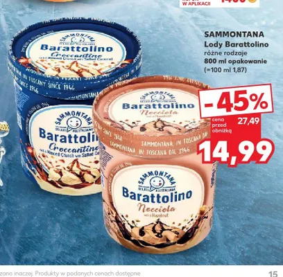 Lody Barattolino Nocciola Sammontana promocja w Kaufland