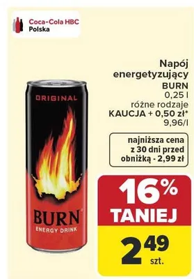 Napój energetyzujący Burn Original promocja w Carrefour