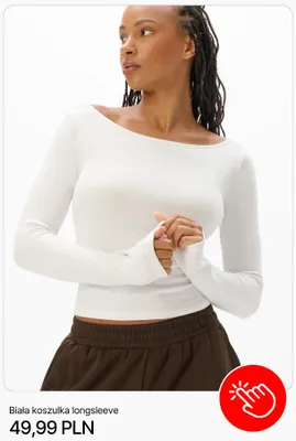 Koszulka longsleeve Cropp biała promocja w Cropp