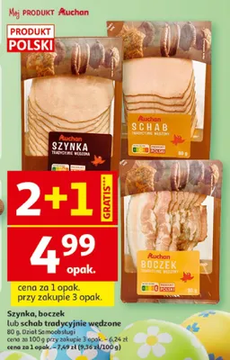 Szynka, boczek lub schab tradycyjnie wędzone promocja w Auchan
