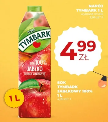 Sok Tymbark jabłkowy 100% promocja w Duży Ben