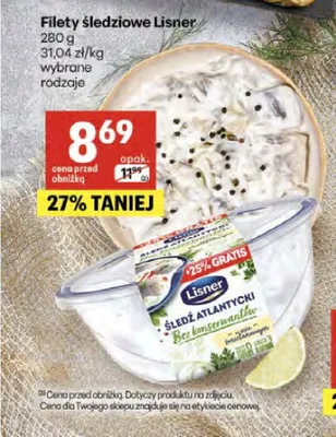 Filety śledziowe Lisner promocja w Delikatesy Centrum