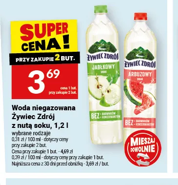 Woda niegazowana Żywiec Zdrój z nutą soku jabłkowy promocja w Twój Market