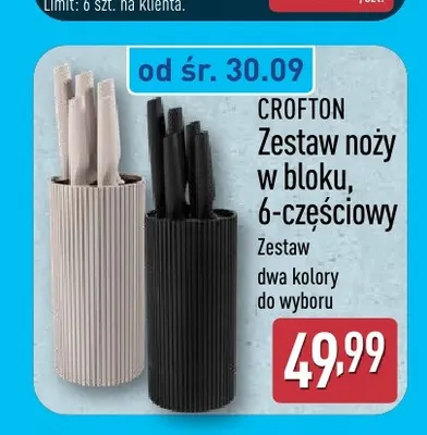 Zestaw noży w bloku 6-częściowy Crofton promocja w Aldi