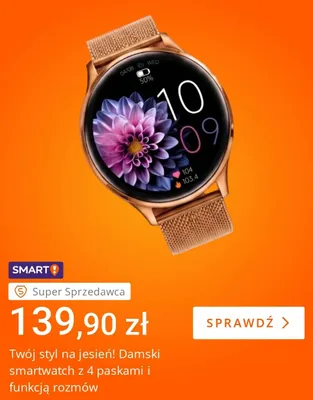 Smartwatch damski z 4 paskami i funkcją rozmów promocja w Allegro