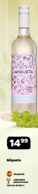 Wino białe Miqueta półsłodkie półwytrawne promocja w Netto