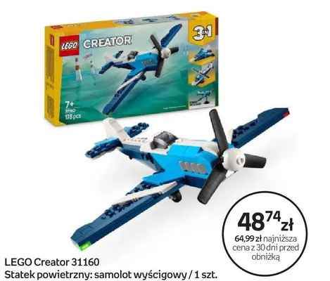 Klocki Creator 31160 Statek powietrzny: samolot wyścigowy promocja w Empik