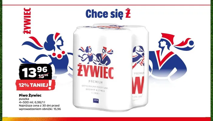 Piwo Żywiec 4-pak 500 ml promocja w Netto