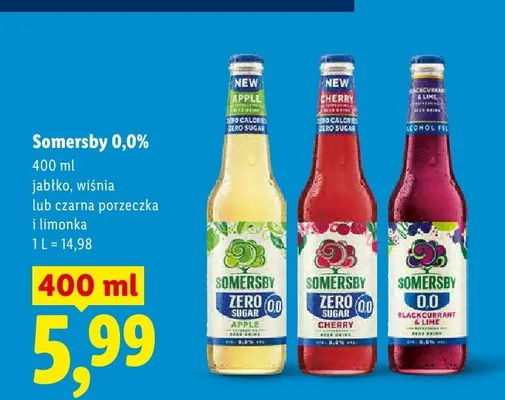 Piwo bezalkoholowe Somersby wiśnia promocja w Lidl