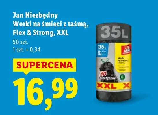 Worki na śmieci z taśmą Flex & Strong 35 l promocja w Lidl
