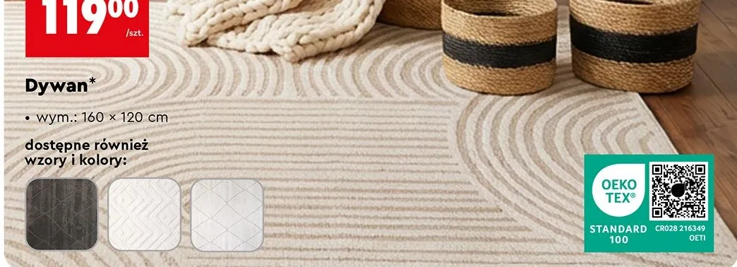 Dywan 160x120 cm, różne wzory i kolory promocja w Biedronka