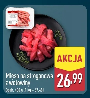Mięso na strogonowa z wołowiny Mięsne Specjały promocja w Aldi