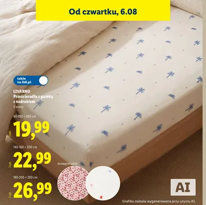 Prześcieradło z gumką z nadrukiem LIVARNO 90-100x200 cm promocja w Lidl